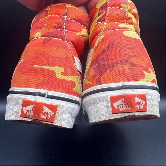 Vans Orange and yellow camouflage high-top sneakers, Men’s Size 7.5, Women’s 9 - Picture 3 of 12